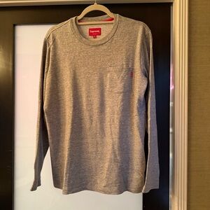 Iconic Supreme Heather Gray Long Sleeve Tee
heavyweight cotton / chest pocket